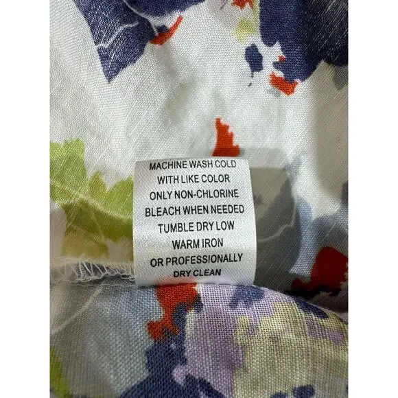 Harve Benard Womens‎ Linen Blend Top Size Large Watercolor Floral Button Up - Picture 5 of 9